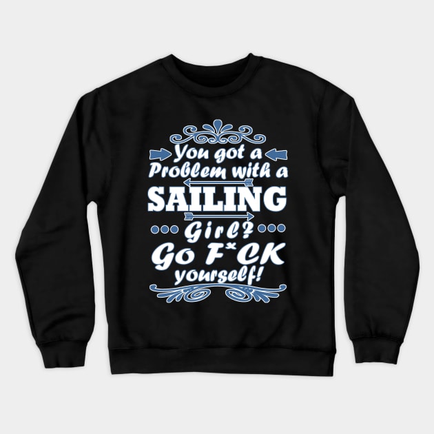 Sailing Sailboat Sea Women Girls Captain Crewneck Sweatshirt by FindYourFavouriteDesign